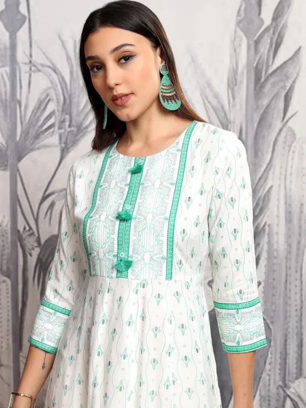 Vishudh Women Blue Printed A-Line Dress