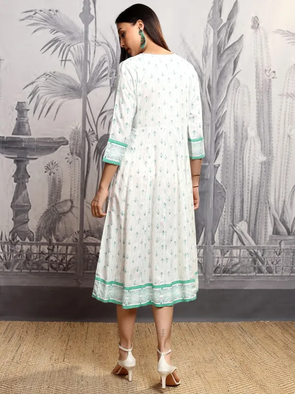 Vishudh Women Blue Printed A-Line Dress