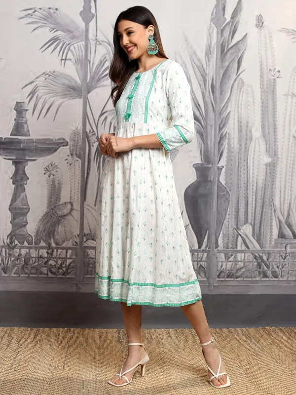 Vishudh Women Blue Printed A-Line Dress