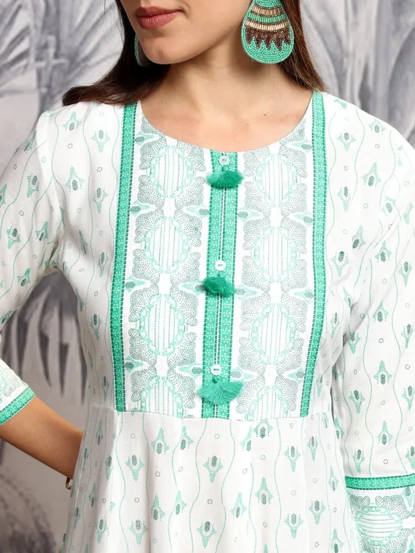 Vishudh Women Blue Printed A-Line Dress