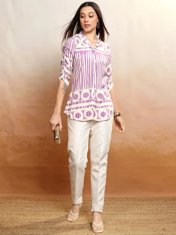 Vishudh Women Purple Printed Top