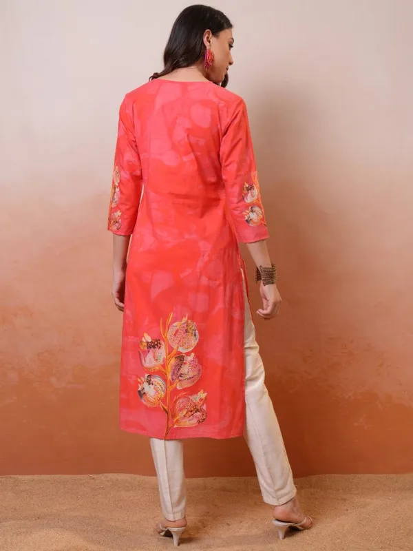 Vishudh Women Red Printed Straight Kurta