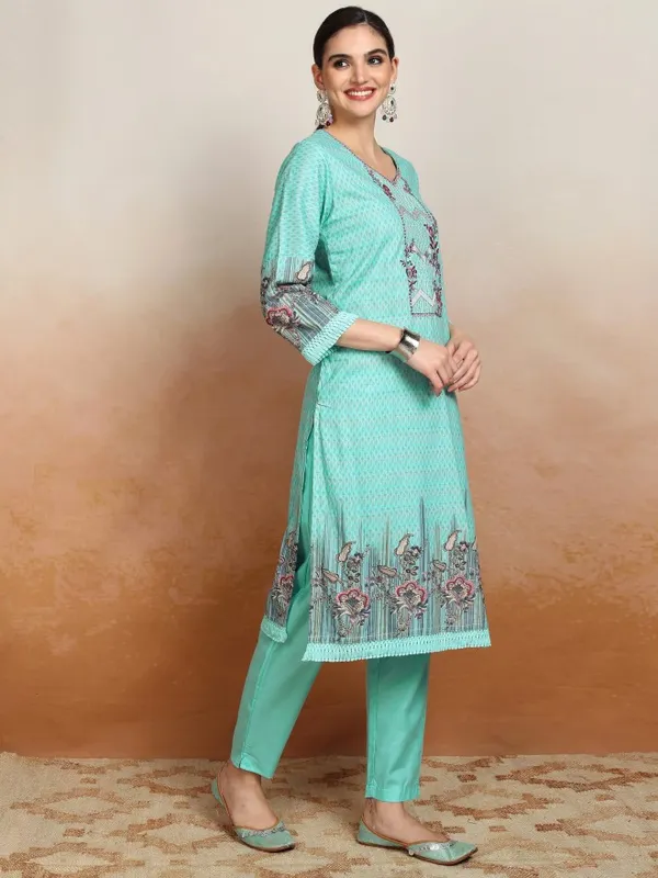 Vishudh Women Blue Embroidered Kurta With Trousers And Dupatta