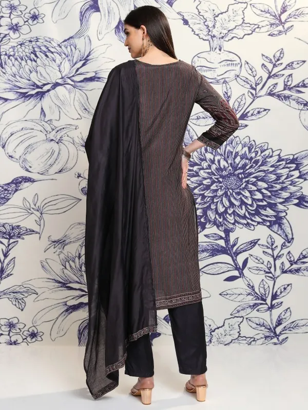 Vishudh Women Blue Printed Kurta With Trouser And Dupatta