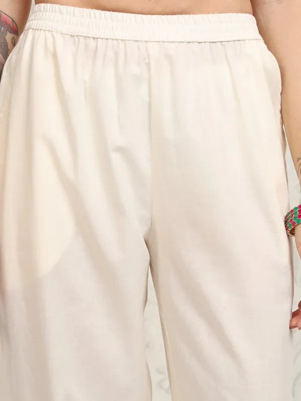 Vishudh Women White Printed Kurta With Trousers And Dupatta
