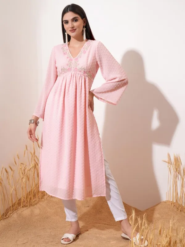 Embroidered A-Line Kurta