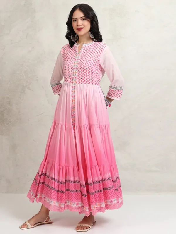 Tokyo Talkies Women Pink Printed Maxi Dress