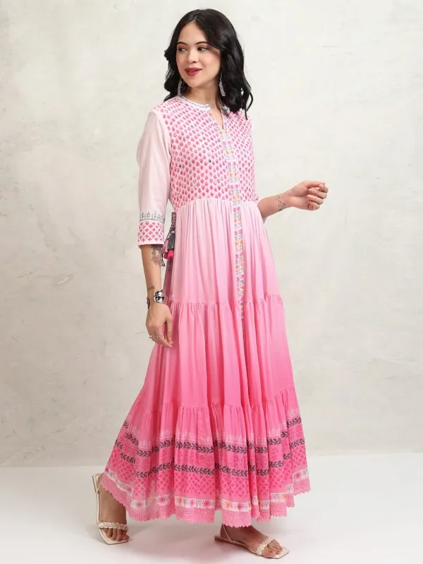Tokyo Talkies Women Pink Printed Maxi Dress
