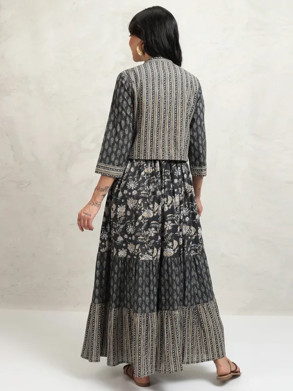 Tokyo Talkies Women Grey Self Design Maxi Dress