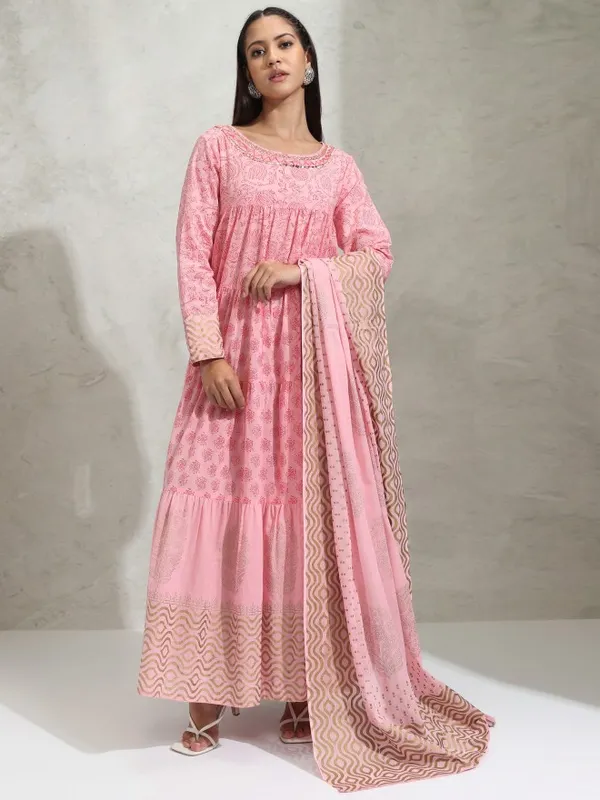 Vishudh Women Pink Printed A-Line Dress