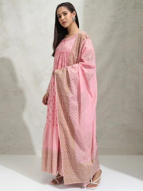 Vishudh Women Pink Printed A-Line Dress