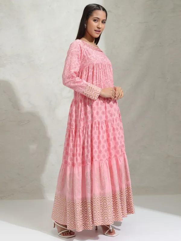 Vishudh Women Pink Printed A-Line Dress