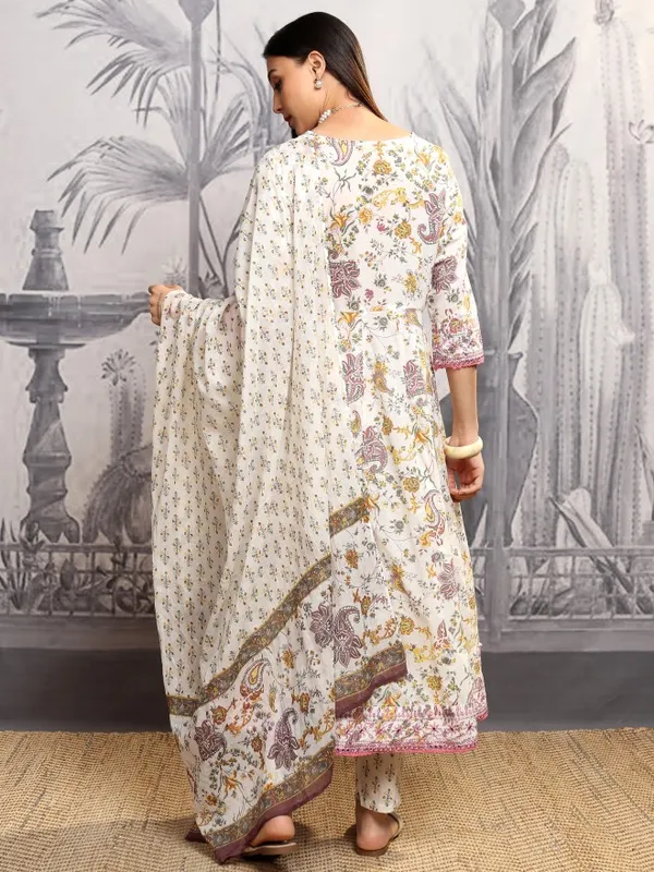 Vishudh Women Yellow Printed Kurta With Trousers And Dupatta