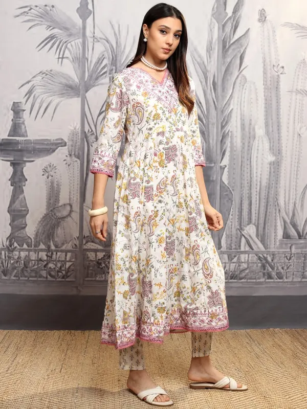 Vishudh Women Yellow Printed Kurta With Trousers And Dupatta