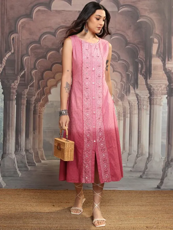 Vishudh Women Rose Embroidered A-Line Dress