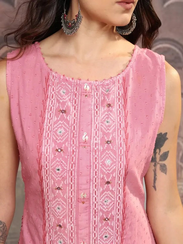 Vishudh Women Rose Embroidered A-Line Dress