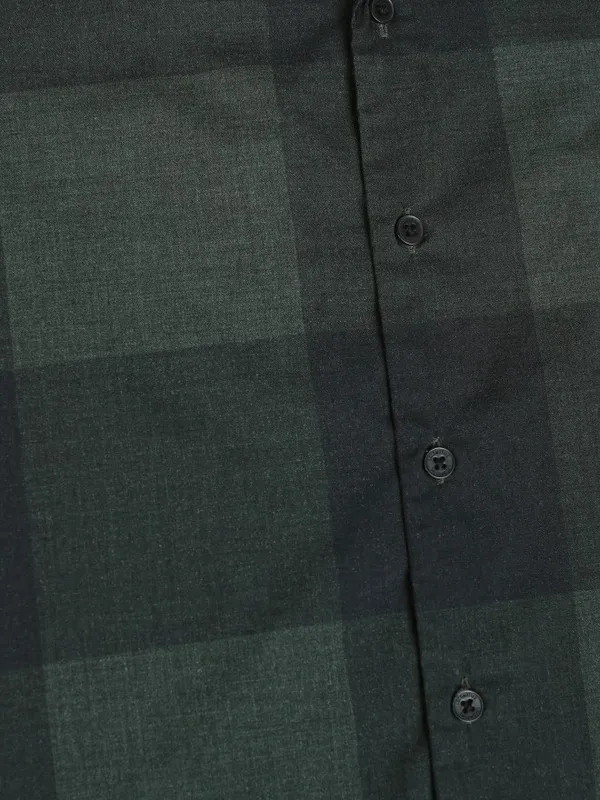 Locomotive Premium Men Green Checked Oversized Fit Casual Shirt
