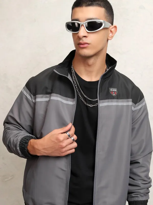 Highlander Men Black Colourblocked Windcheater Jacket