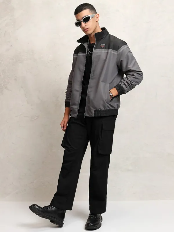 Highlander Men Black Colourblocked Windcheater Jacket