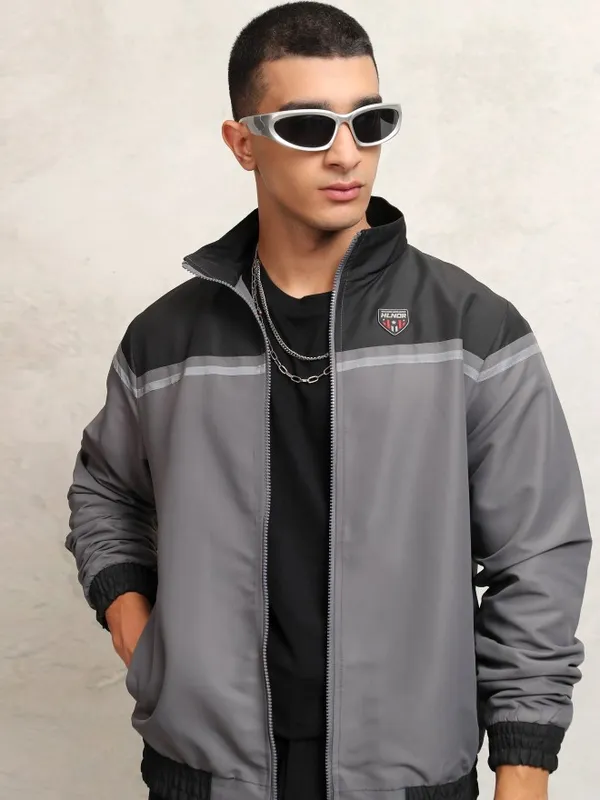 Highlander Men Black Colourblocked Windcheater Jacket