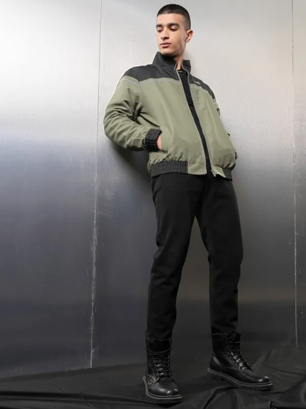 Highlander Men Black Colourblocked Bomber Jacket