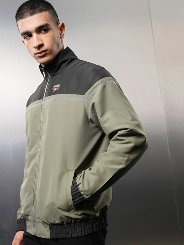 Highlander Men Black Colourblocked Bomber Jacket
