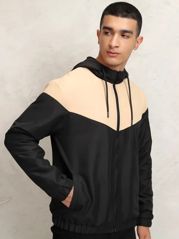 Ketch Men Beige Colourblocked Bomber Jacket