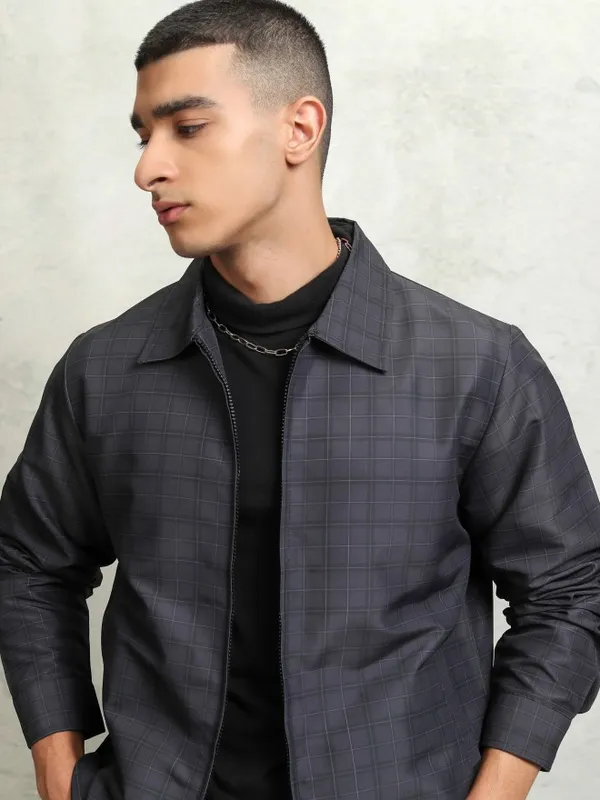 Checked Bomber Jacket