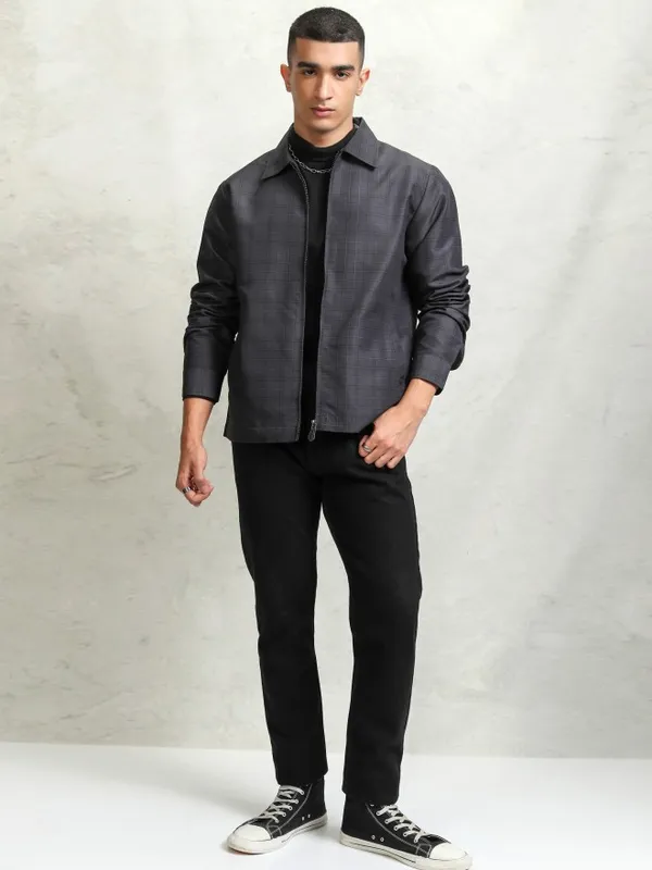 Checked Bomber Jacket