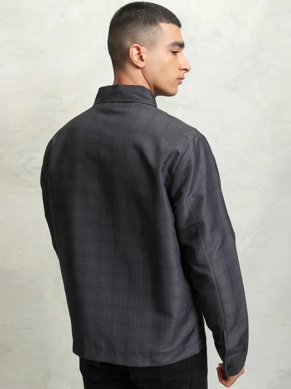 Checked Bomber Jacket