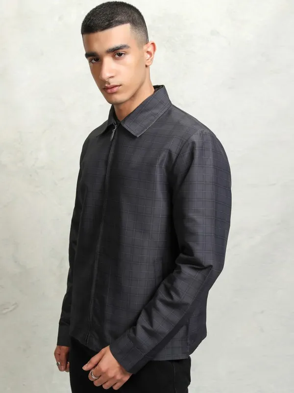 Checked Bomber Jacket