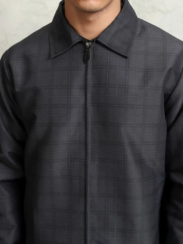 Checked Bomber Jacket