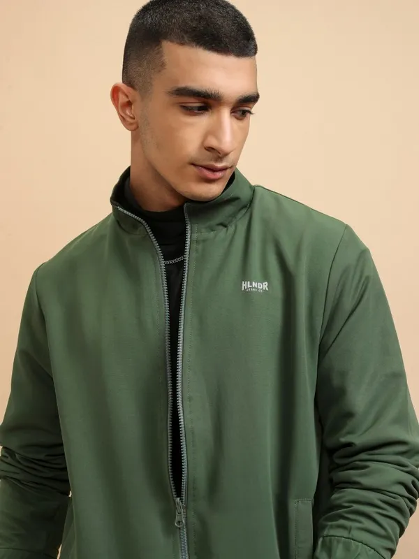 Men Colourblocked Bomber Jacket
