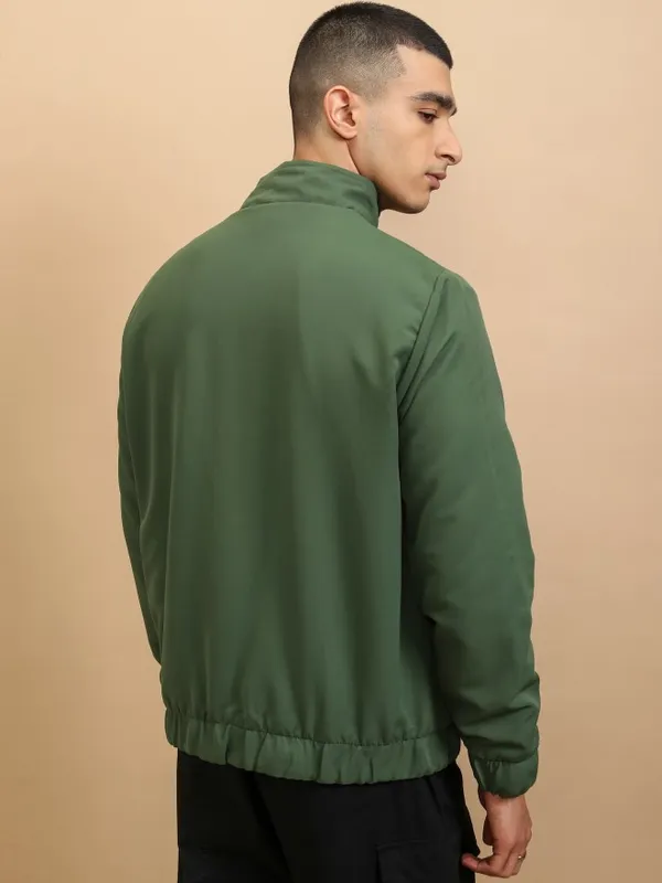 Highlander Men Olive Colourblocked Bomber Jacket