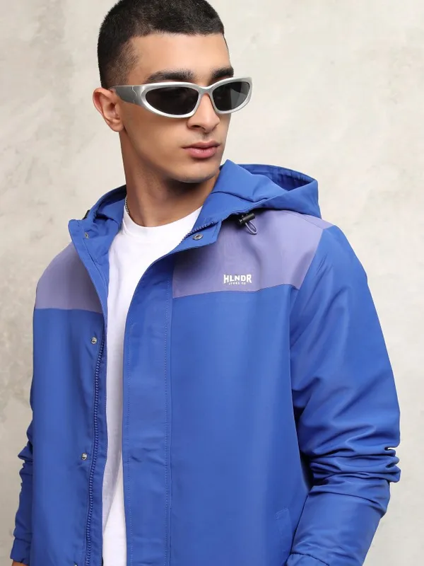 Highlander Men Blue Colourblocked Windcheater Jacket