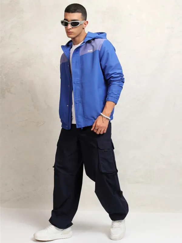 Highlander Men Blue Colourblocked Windcheater Jacket
