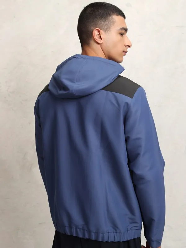 Highlander Men Navy Blue Colourblocked Windcheater Jacket