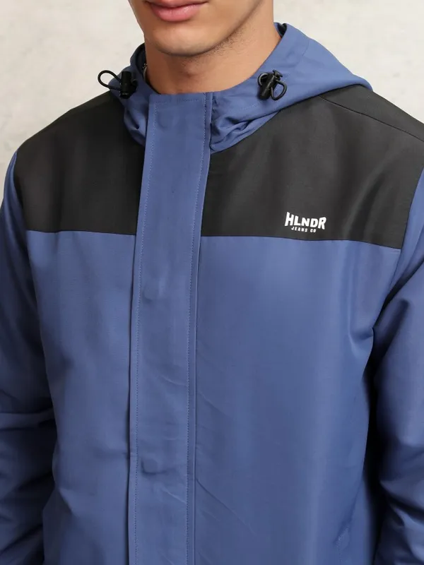 Highlander Men Navy Blue Colourblocked Windcheater Jacket
