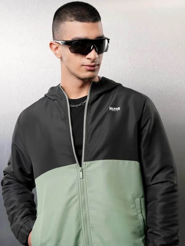 Highlander Men Black Colourblocked Bomber Jacket