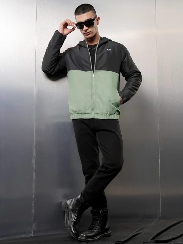 Highlander Men Black Colourblocked Bomber Jacket