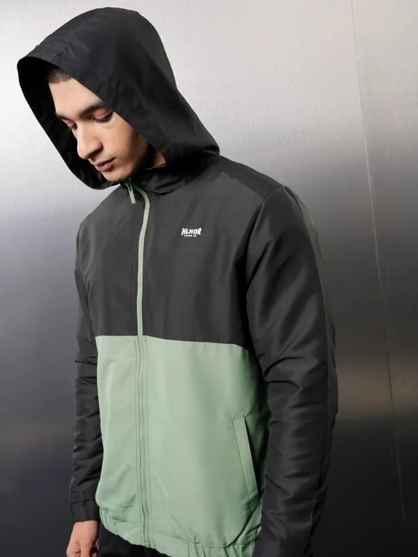 Highlander Men Black Colourblocked Bomber Jacket
