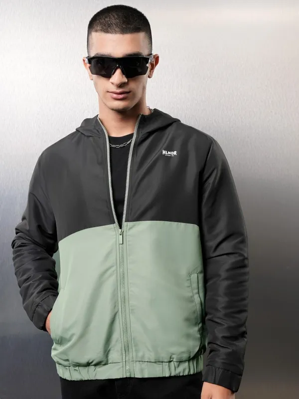 Highlander Men Black Colourblocked Bomber Jacket