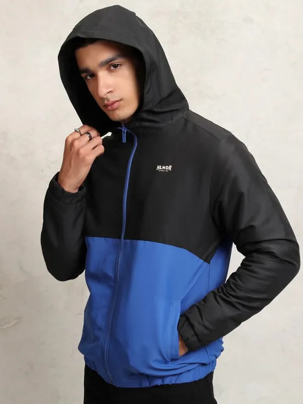 Highlander Men Black Colourblocked Windcheater Jacket
