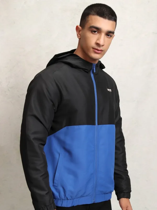 Highlander Men Black Colourblocked Windcheater Jacket