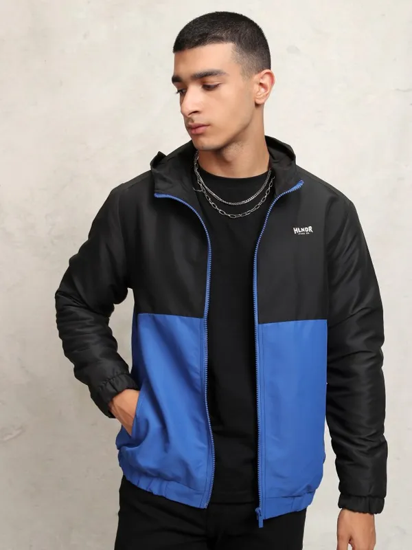 Highlander Men Black Colourblocked Windcheater Jacket
