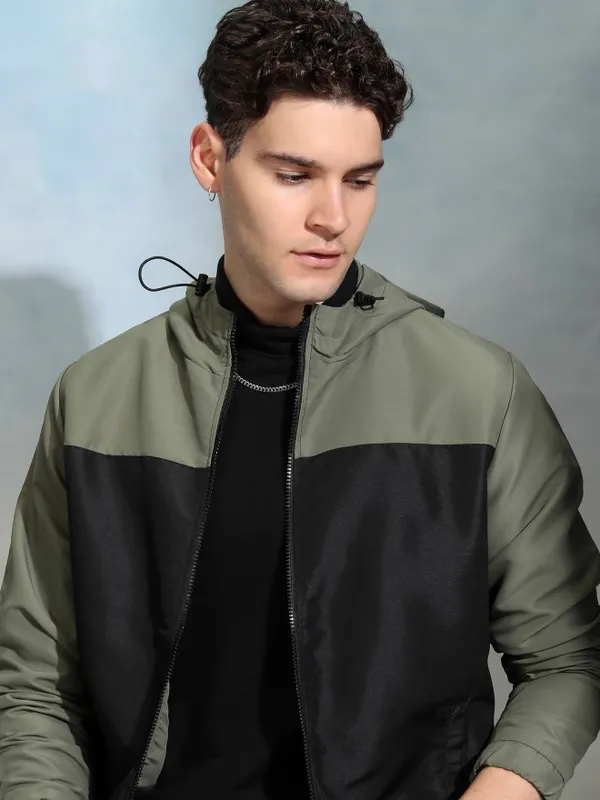 Highlander Men Black Colourblocked Bomber Jacket