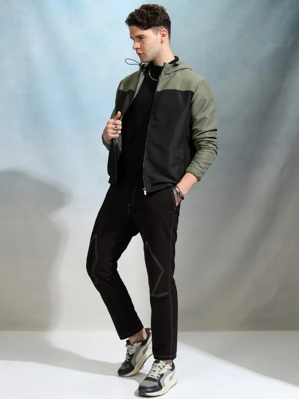 Highlander Men Black Colourblocked Bomber Jacket