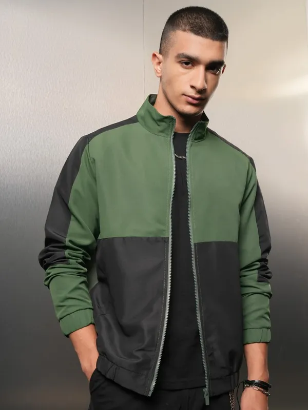 Ketch Men Black Colourblocked Bomber Jacket