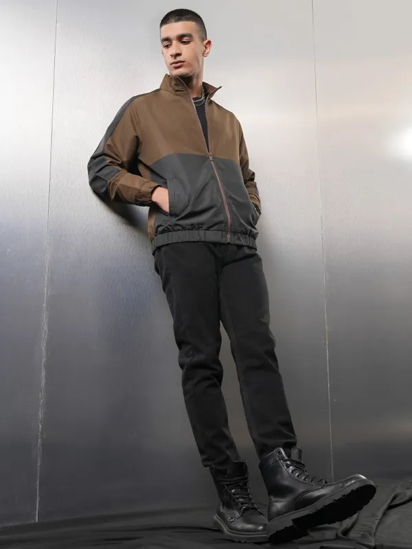 Ketch Men Black Colourblocked Bomber Jacket