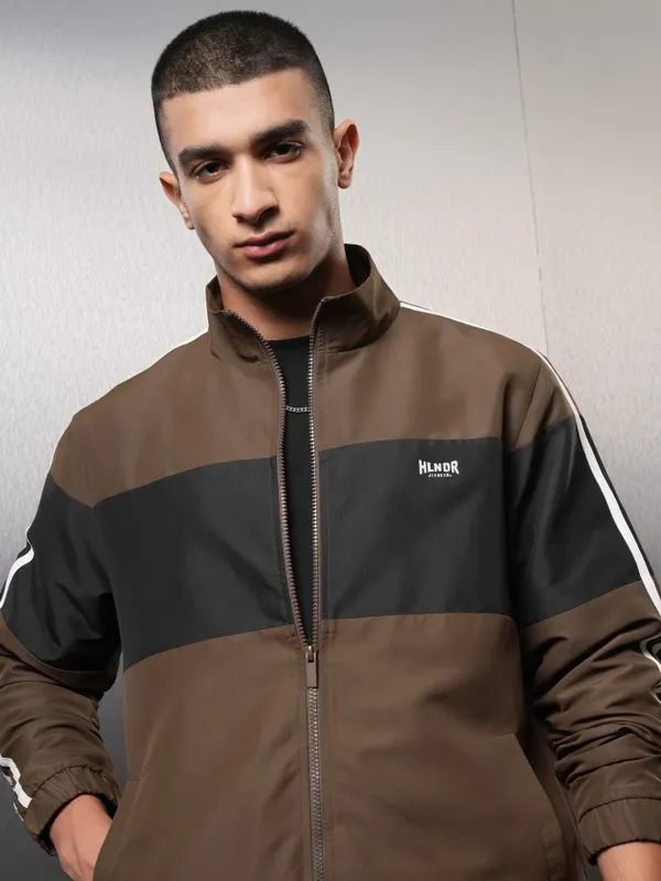 Highlander Men Black Colourblocked Bomber Jacket